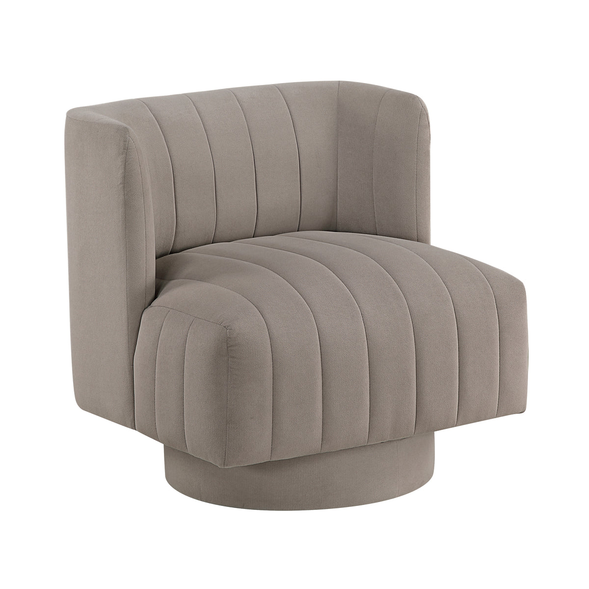 taupe barrel accent chair — detail view