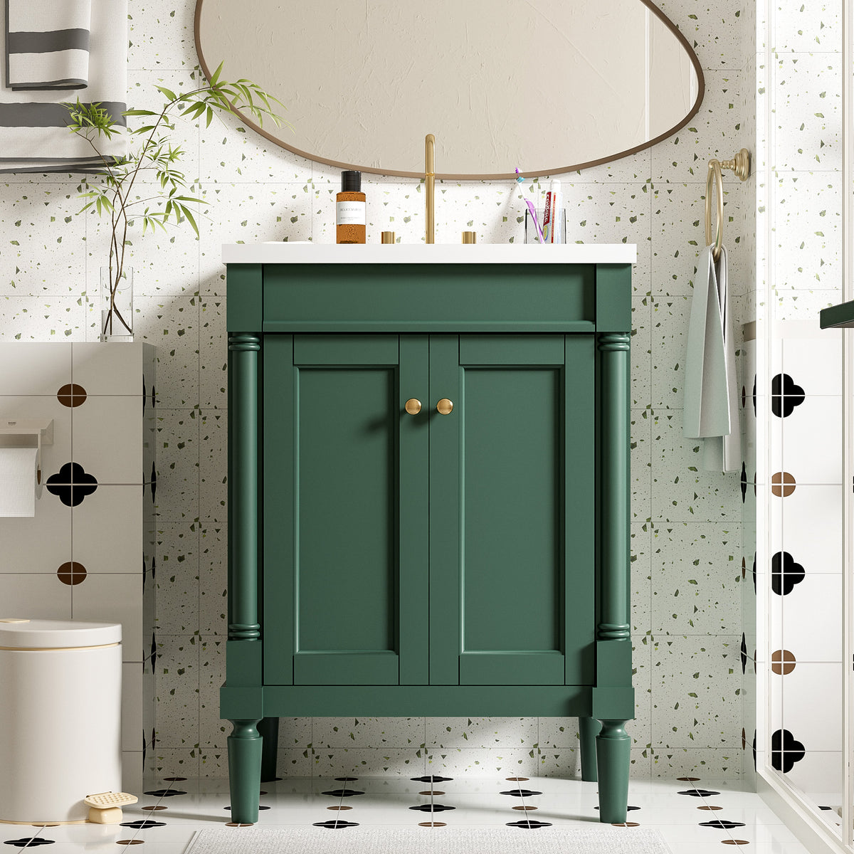 Green bathroom vanity — product view