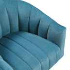 Teal barrel accent chair — styled view