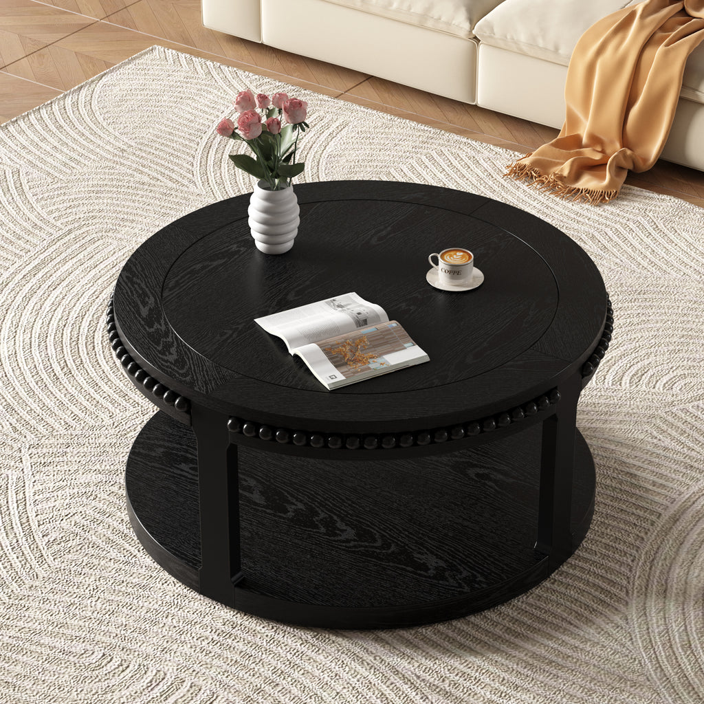 Black coffee table — detail view