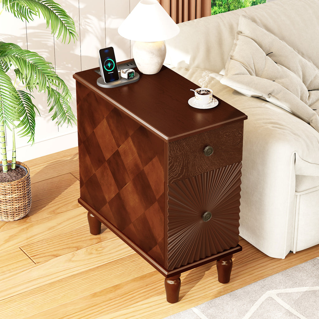 Walnut nightstand — detail view