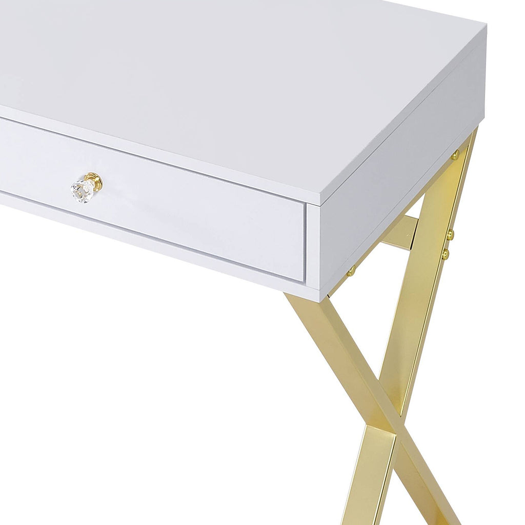 Gloss White vanity desk — front view