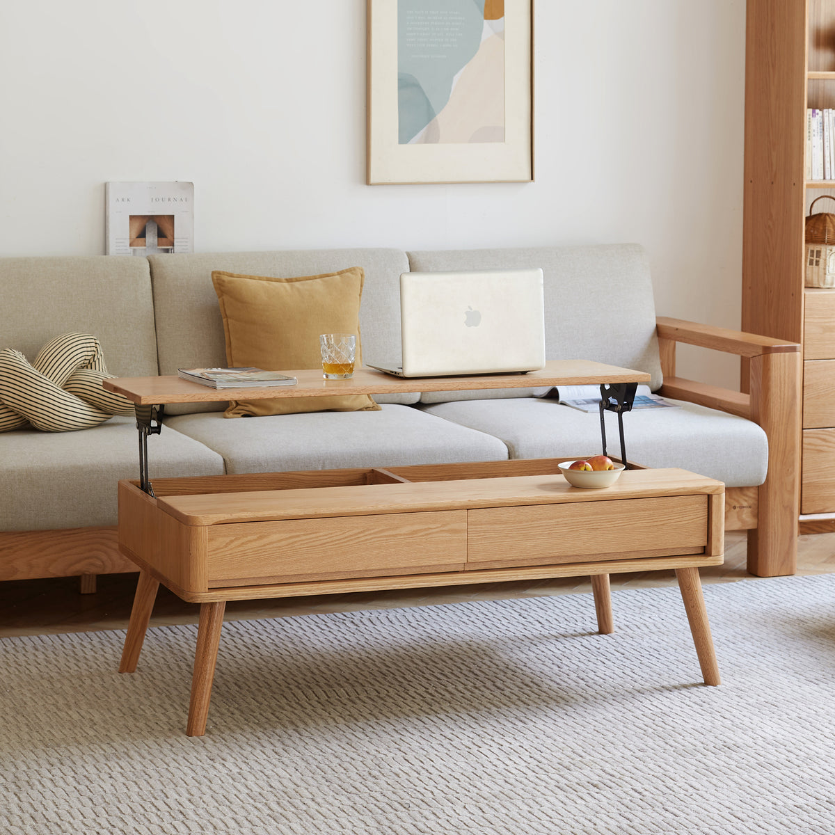 Natural Wood coffee table — side view