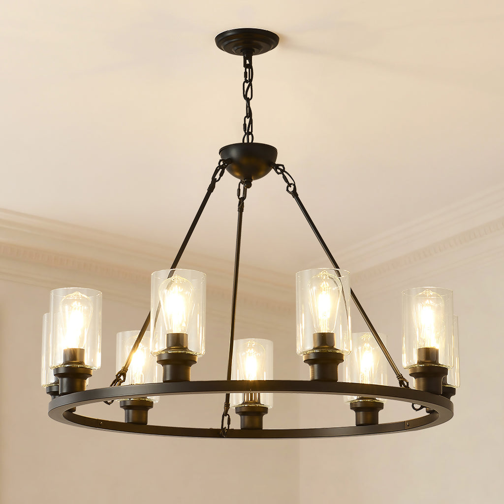 Matte Black chandelier — side view