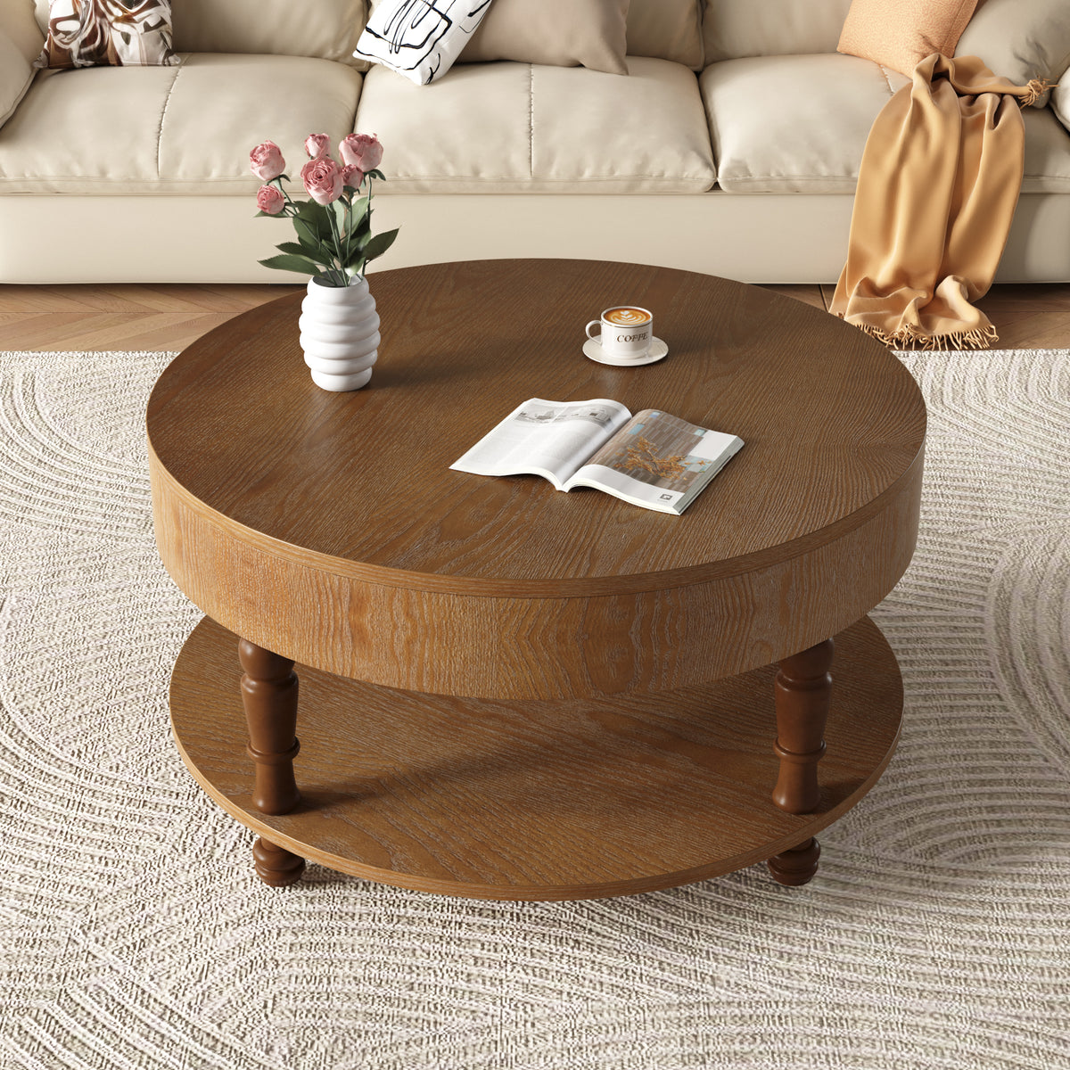 Walnut Brown coffee table — detail view