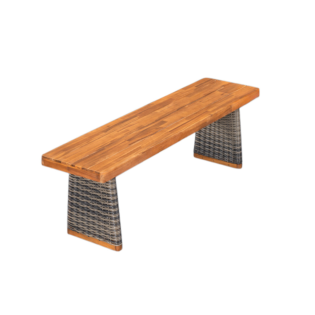 Grey outdoor bench — front view