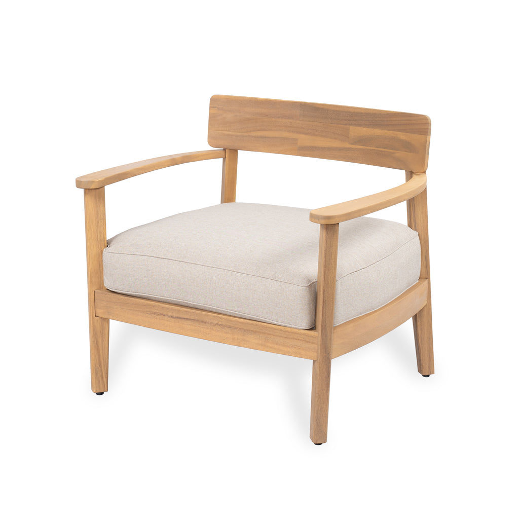 Teak outdoor chair — front view