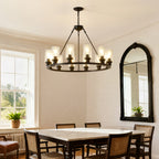 Matte Black chandelier — front view