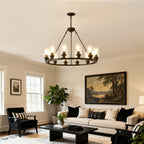 Matte Black chandelier — detail view