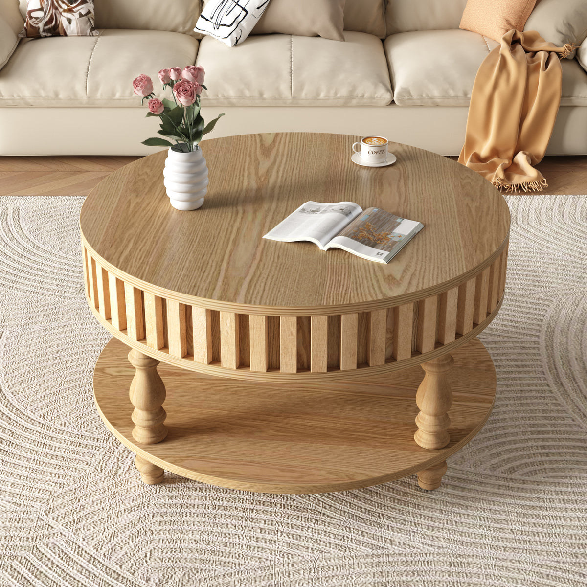 Natural Wood coffee table — front view
