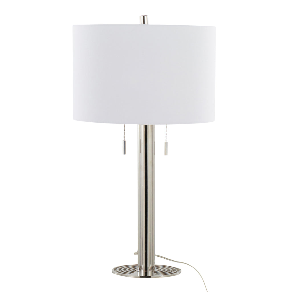Nickel table lamp — styled view