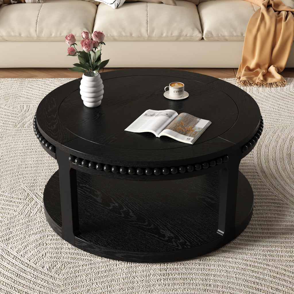 Black coffee table — front view