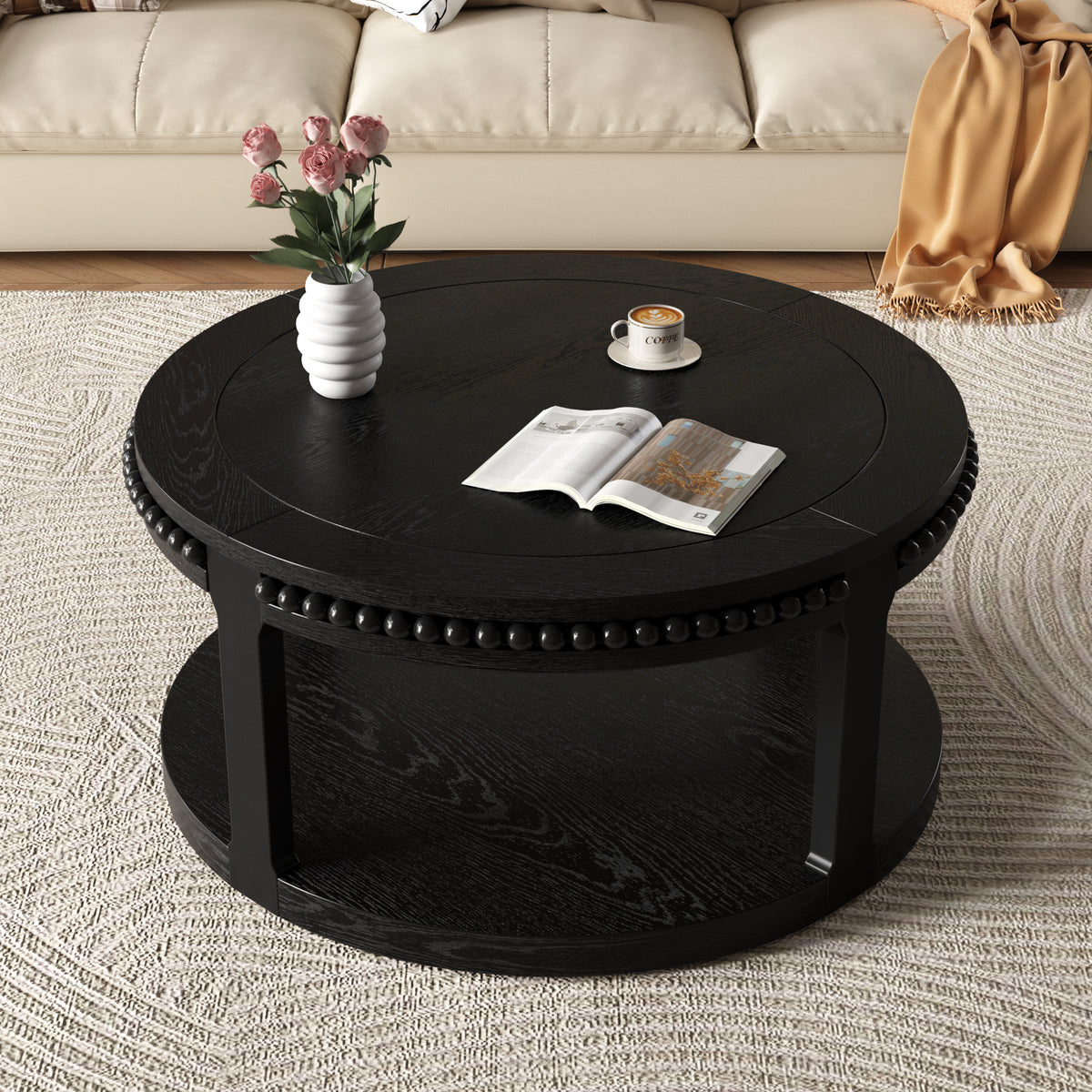 Black coffee table — front view