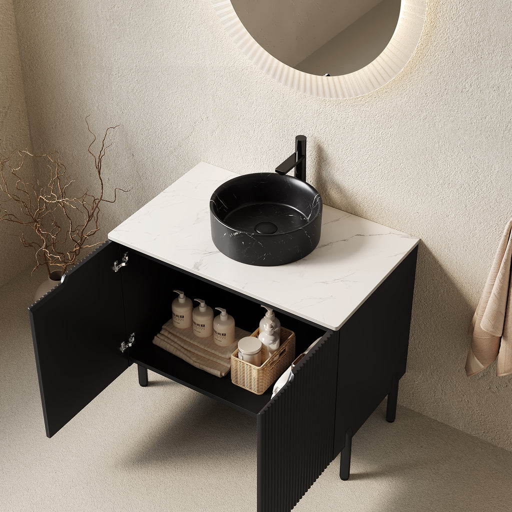 Black White bathroom vanity — front view