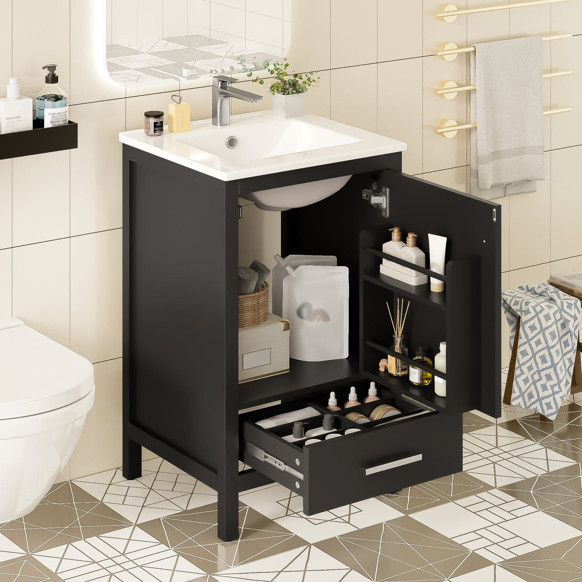 Black bathroom vanity — product view