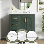 Green bathroom vanity — alternate angle