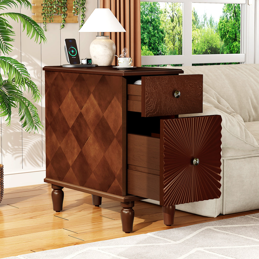 Walnut nightstand — front view