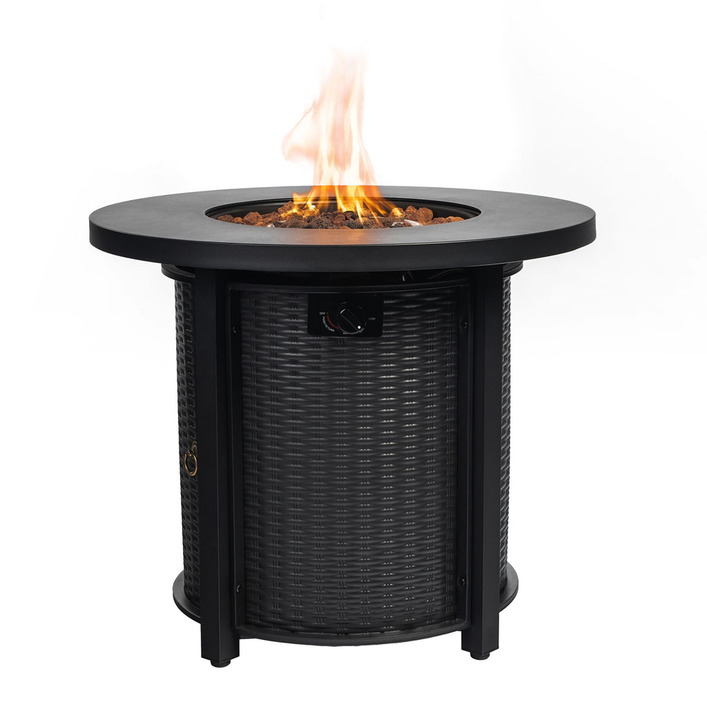 Black patio heater — front view