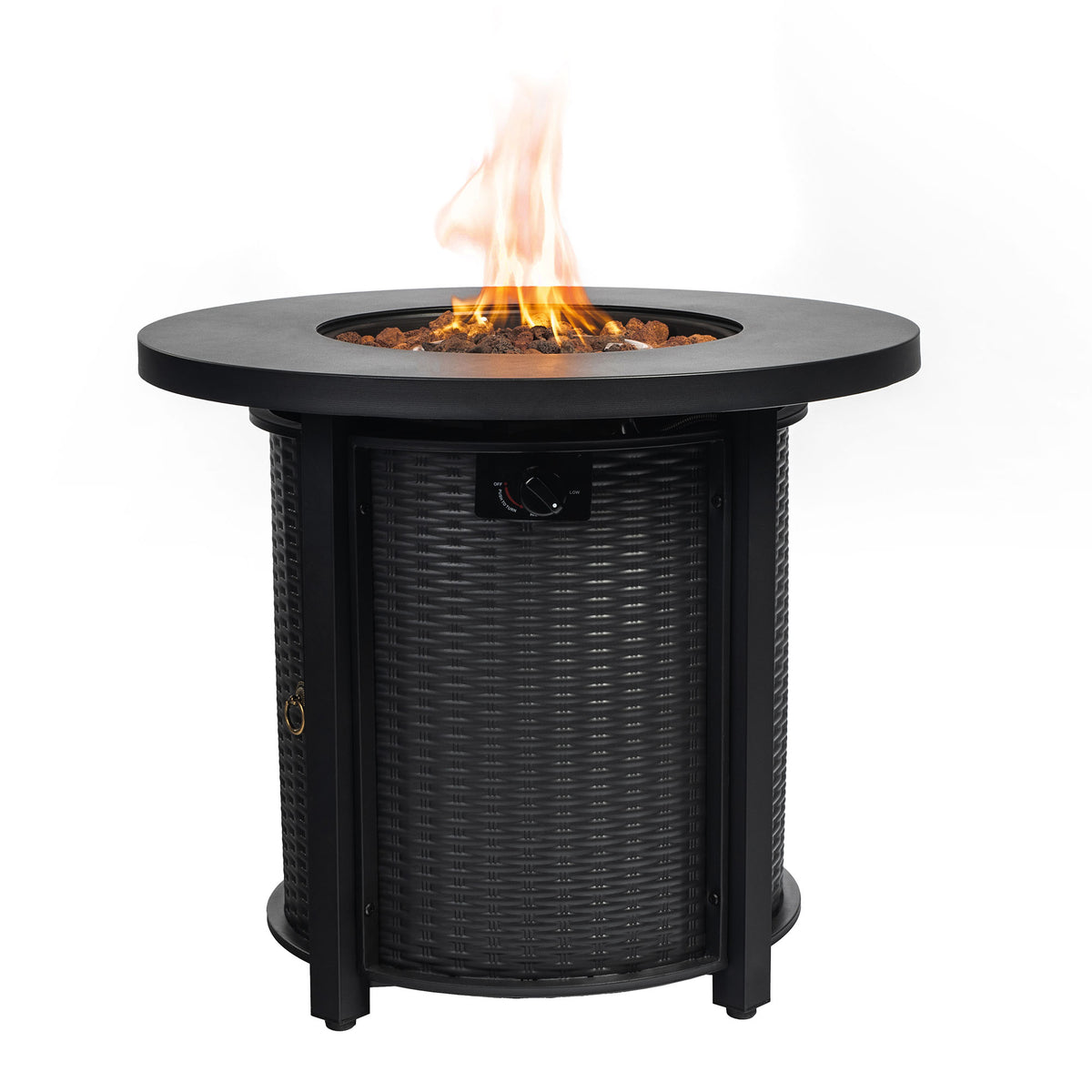 Black patio heater — front view