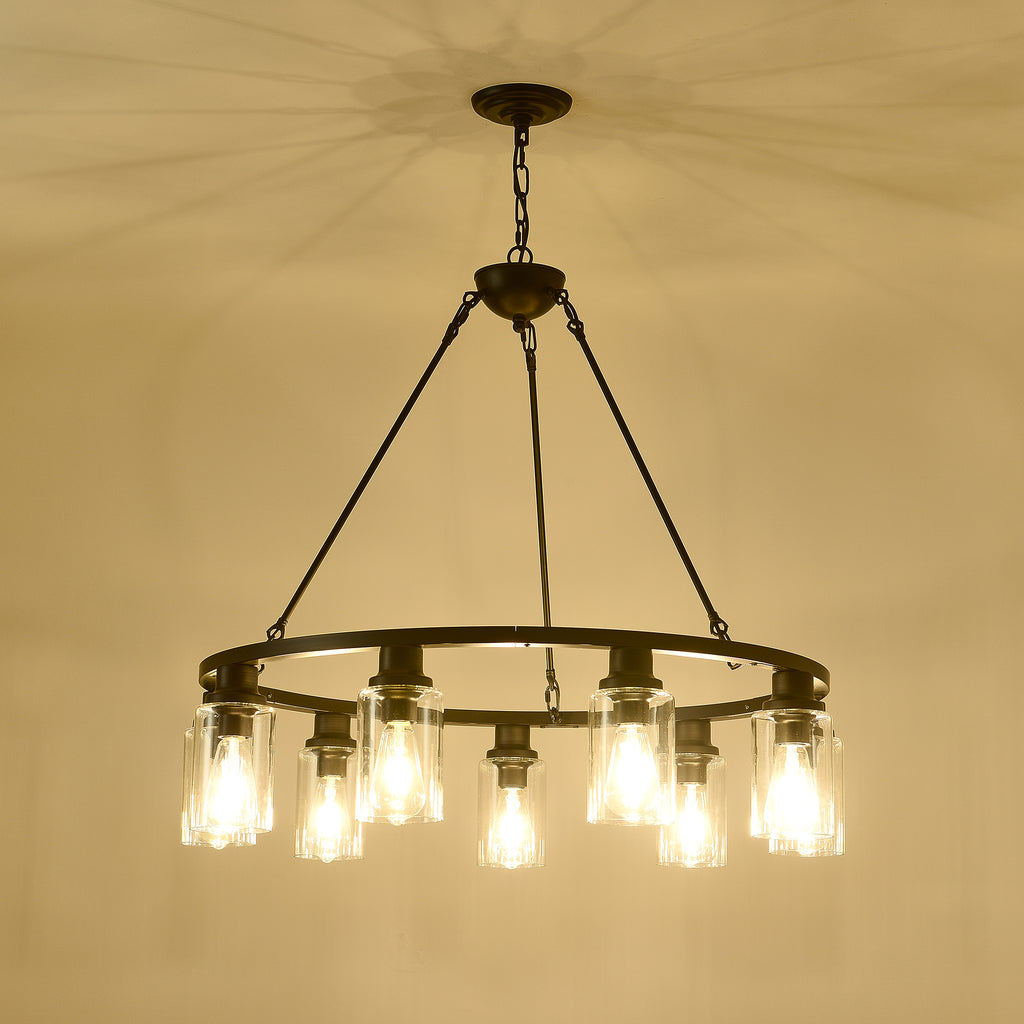 Matte Black chandelier — alternate angle