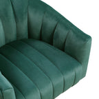 Dark Green barrel accent chair — styled view