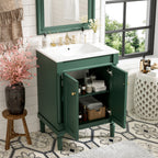 Green bathroom vanity — styled view