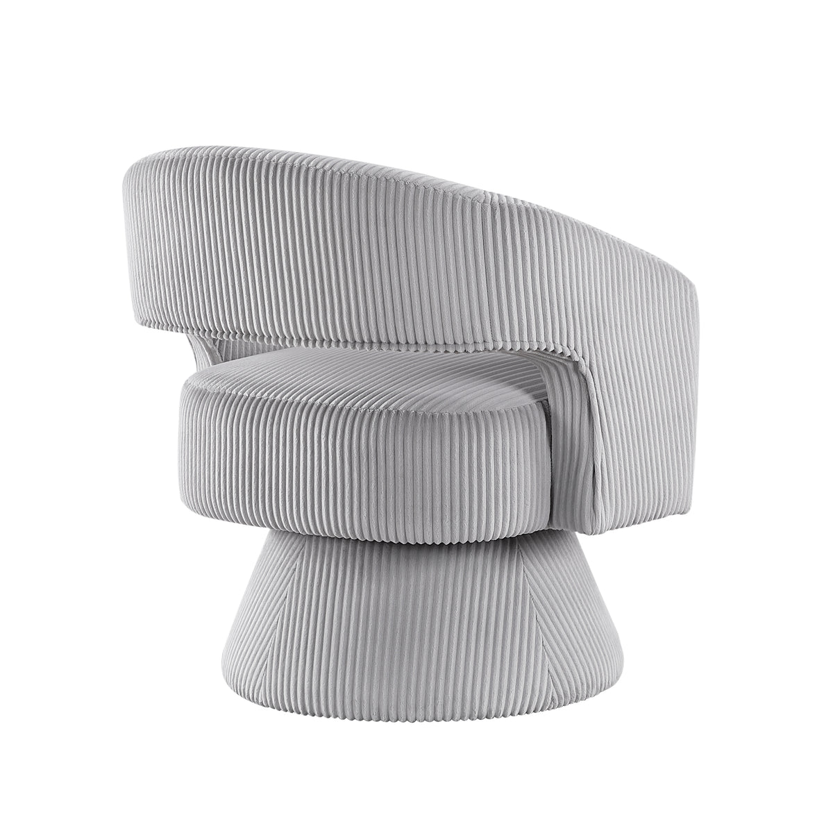 Gray accent chair — alternate angle