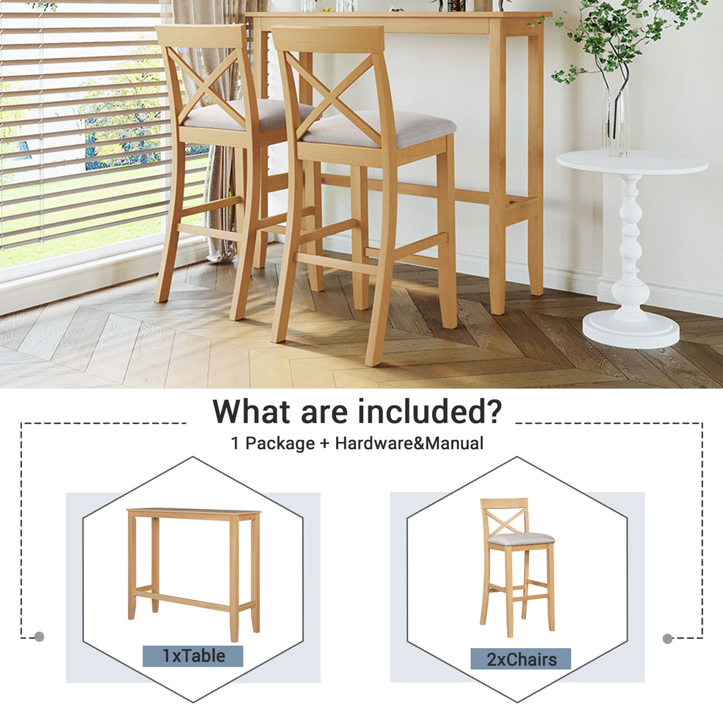 Natural dining set — side view