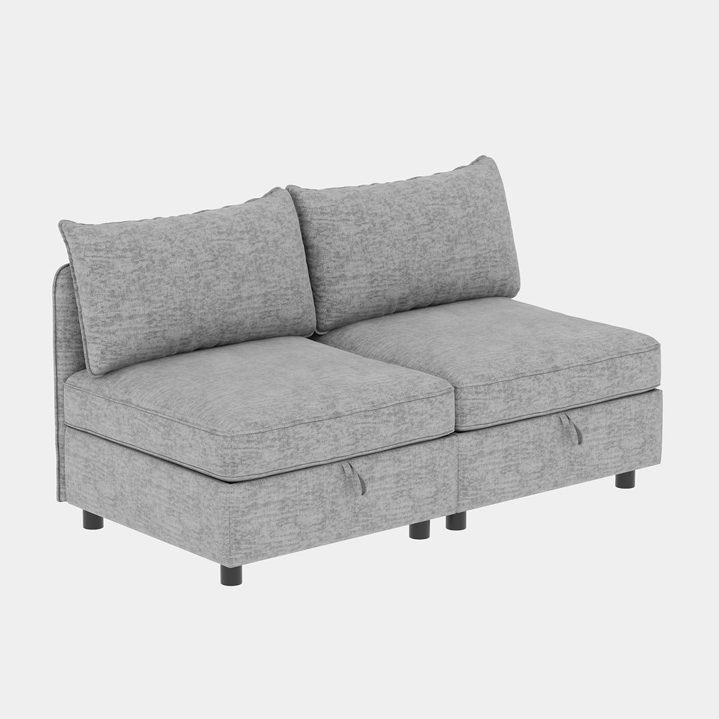 Grey sectional sofa — side view