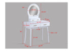 White vanity desk — styled view