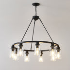 Matte Black chandelier — front view