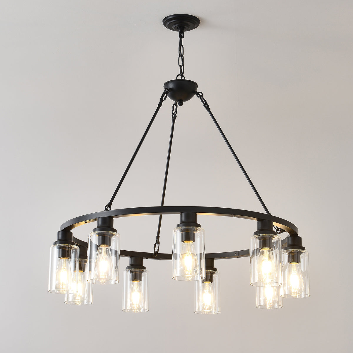 Matte Black chandelier — front view