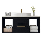 White bathroom vanity — alternate angle