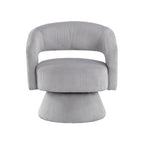 Gray accent chair — front view