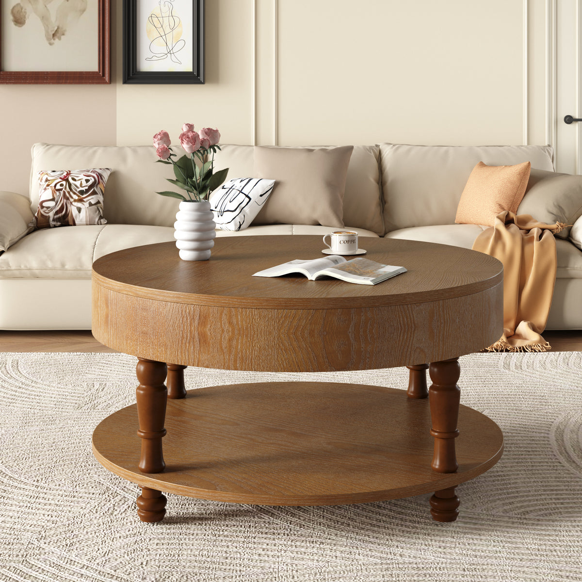 Walnut Brown coffee table — side view