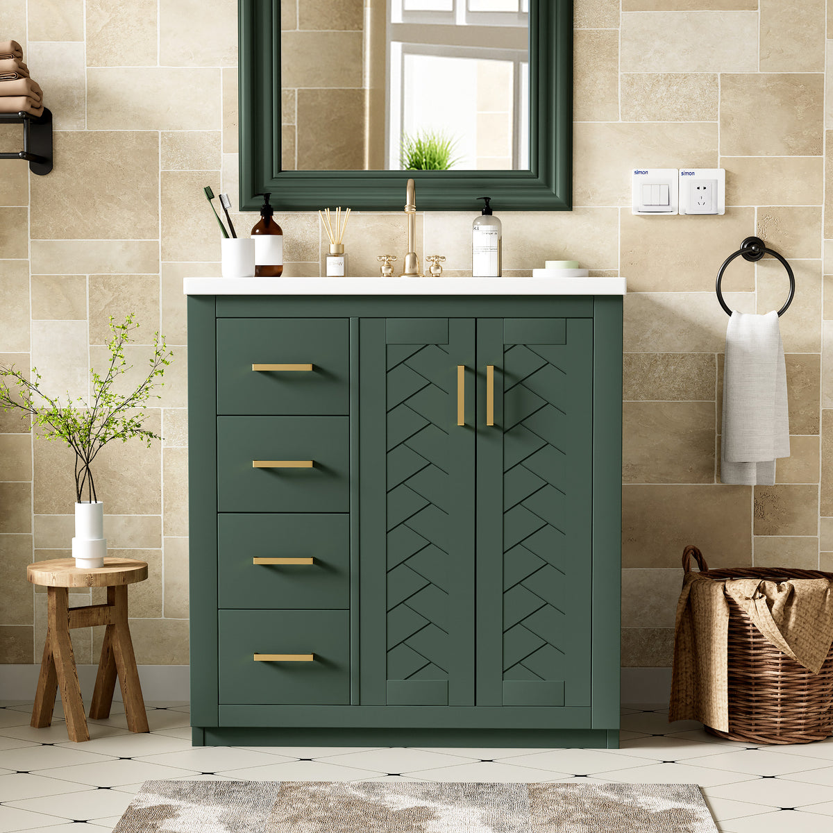 Green bathroom vanity — product view