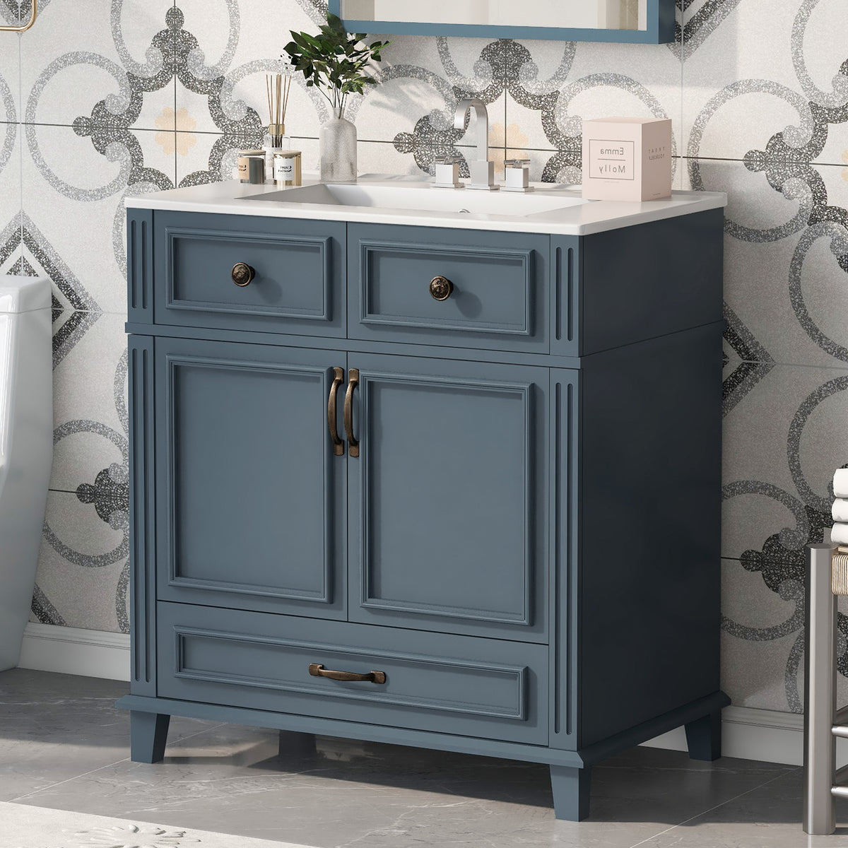 Blue bathroom vanity — product view