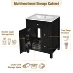 Black bathroom vanity — side view
