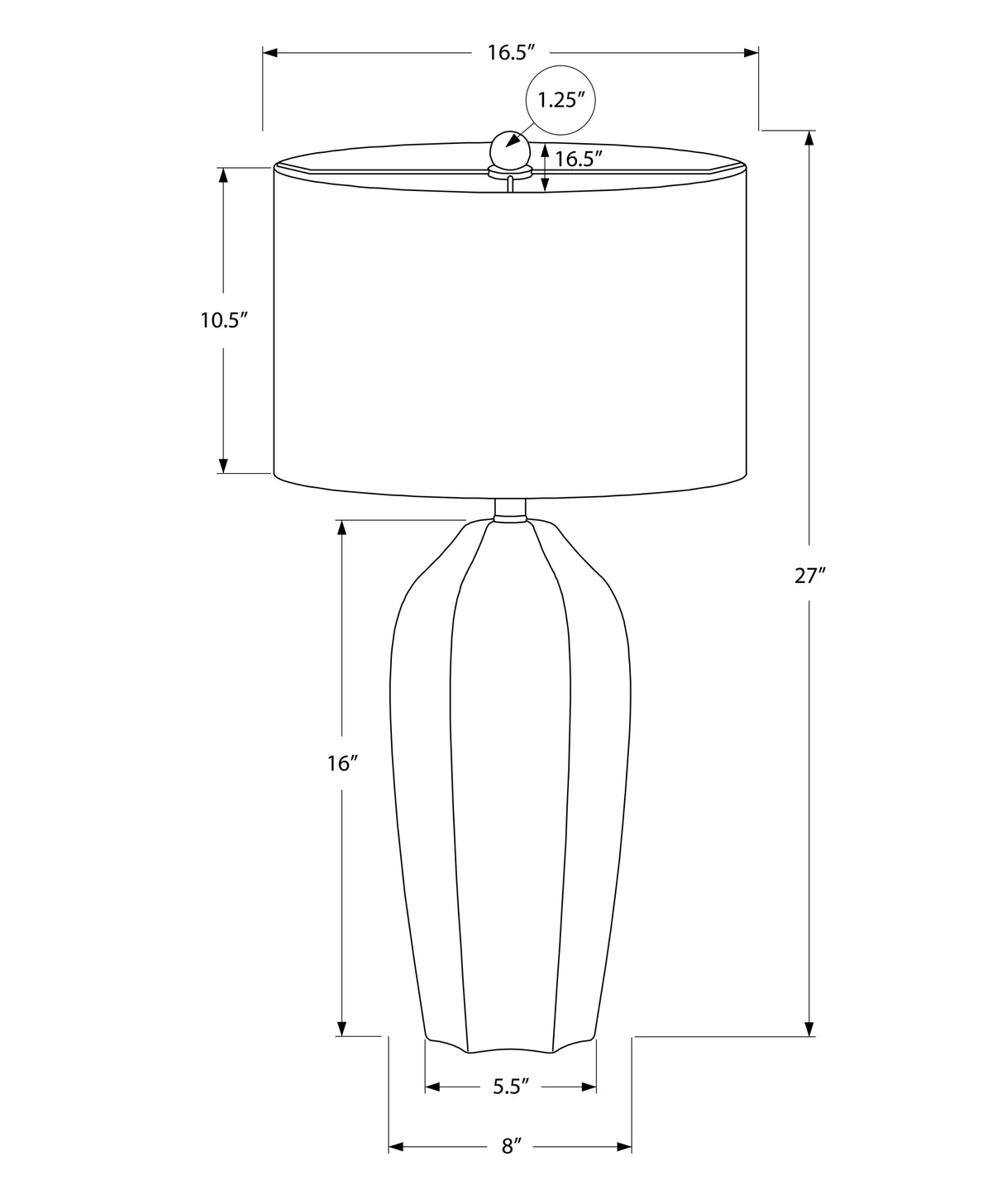 Cream table lamp — alternate angle