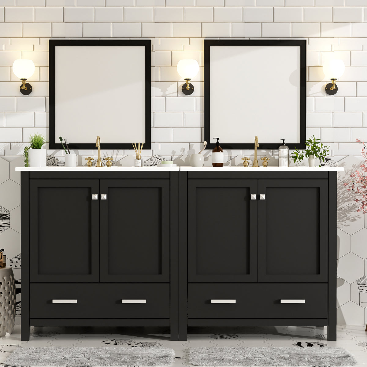 Black bathroom vanity — product view