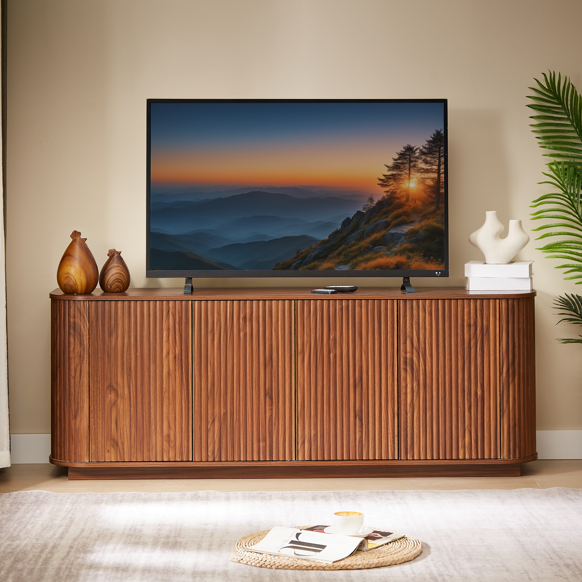 Walnut storage cabinet — front view