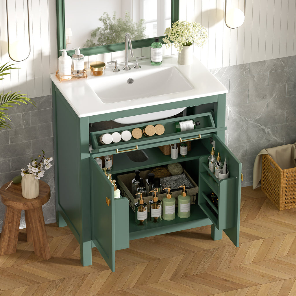 Green bathroom vanity — product view