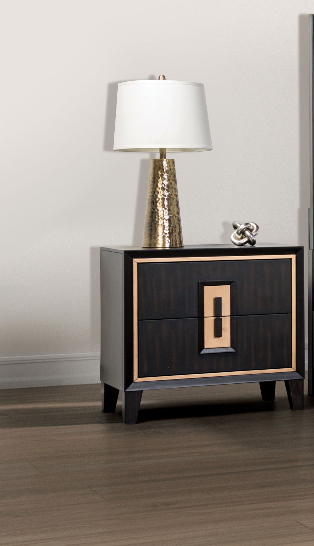 Espresso nightstand — side view