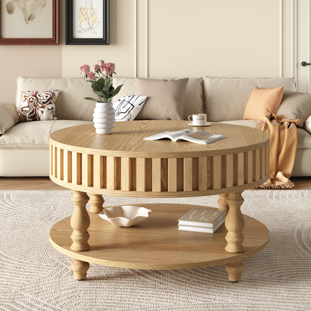 Natural Wood coffee table — detail view