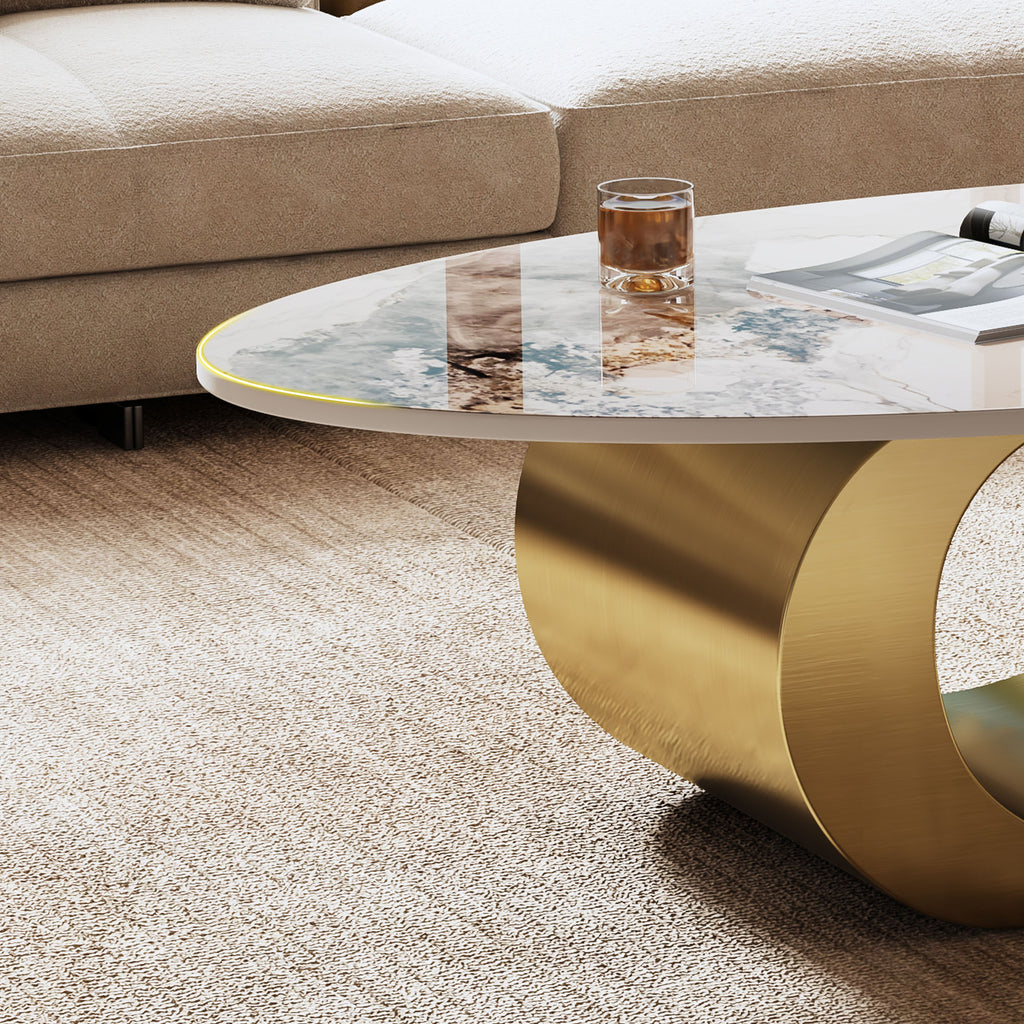 Gold coffee table — side view