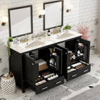Black bathroom vanity — front view