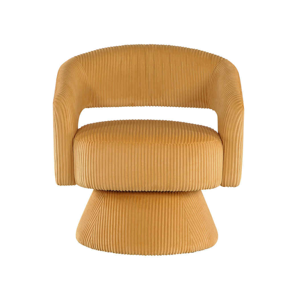 Yellow accent chair — front view