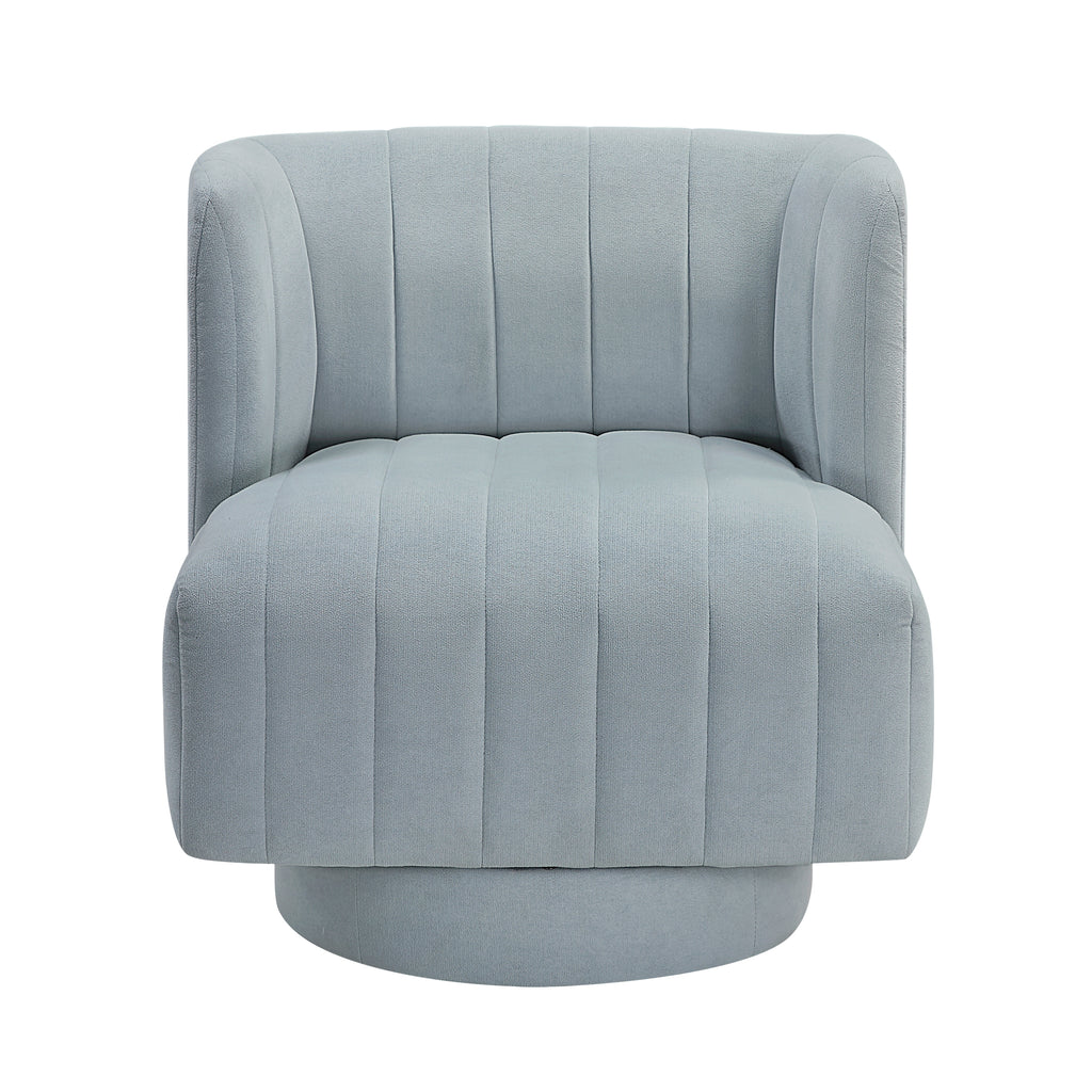 Aqua Blue barrel accent chair — front view