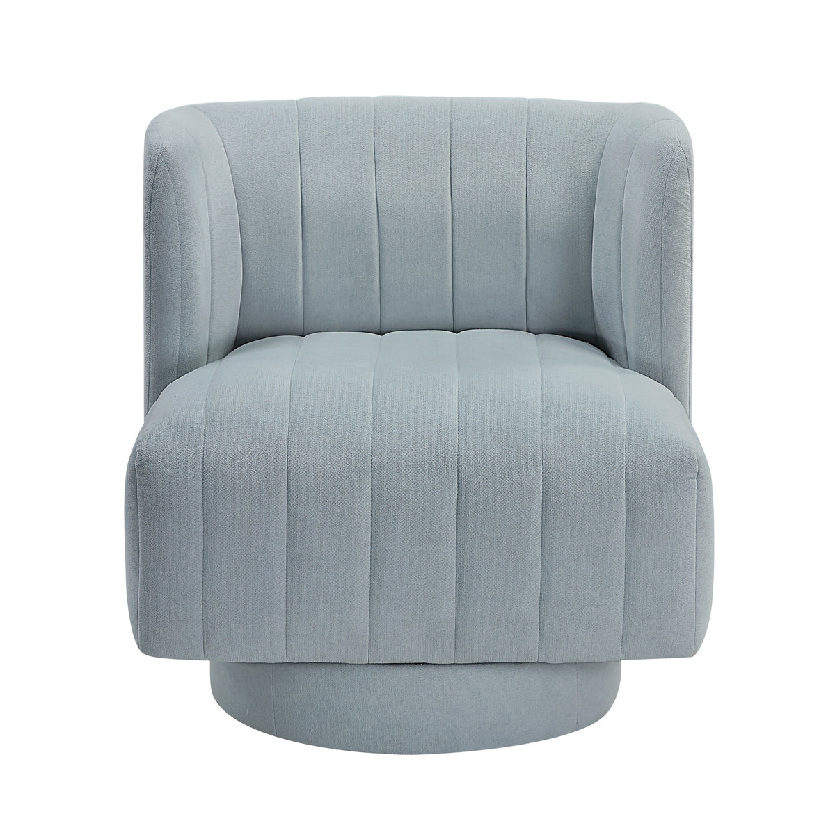 Aqua Blue barrel accent chair — front view