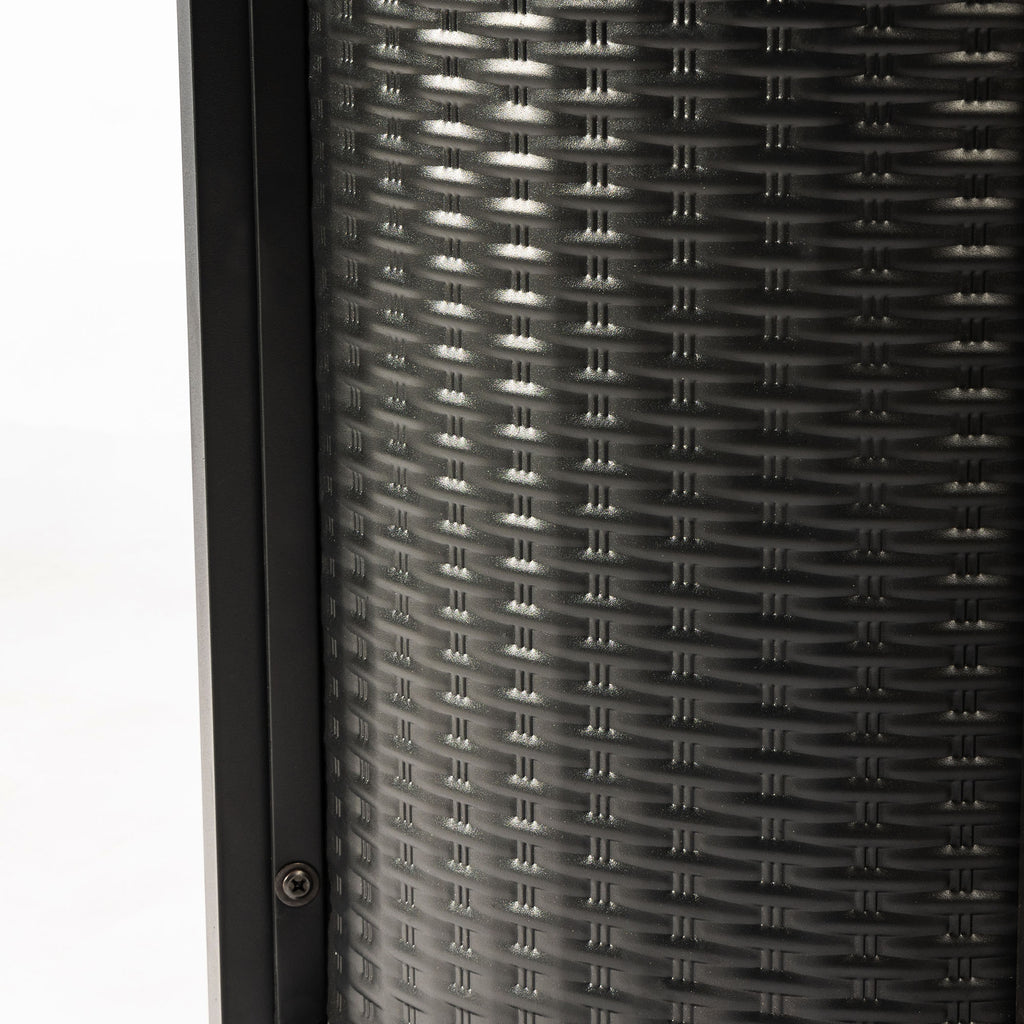 Black patio heater — alternate angle